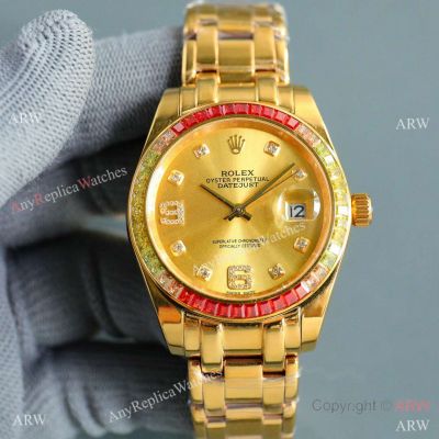 Swiss Quality Copy Rolex Datejust Masterpiece Citizen Watch Rainbow Bezel